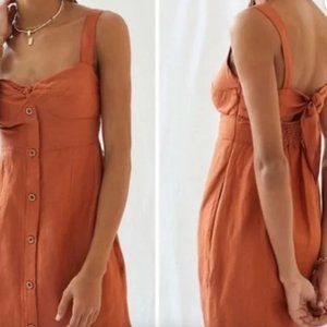 Anthropologie, Maeve, Burnt Orange Tie Back Mini Dress